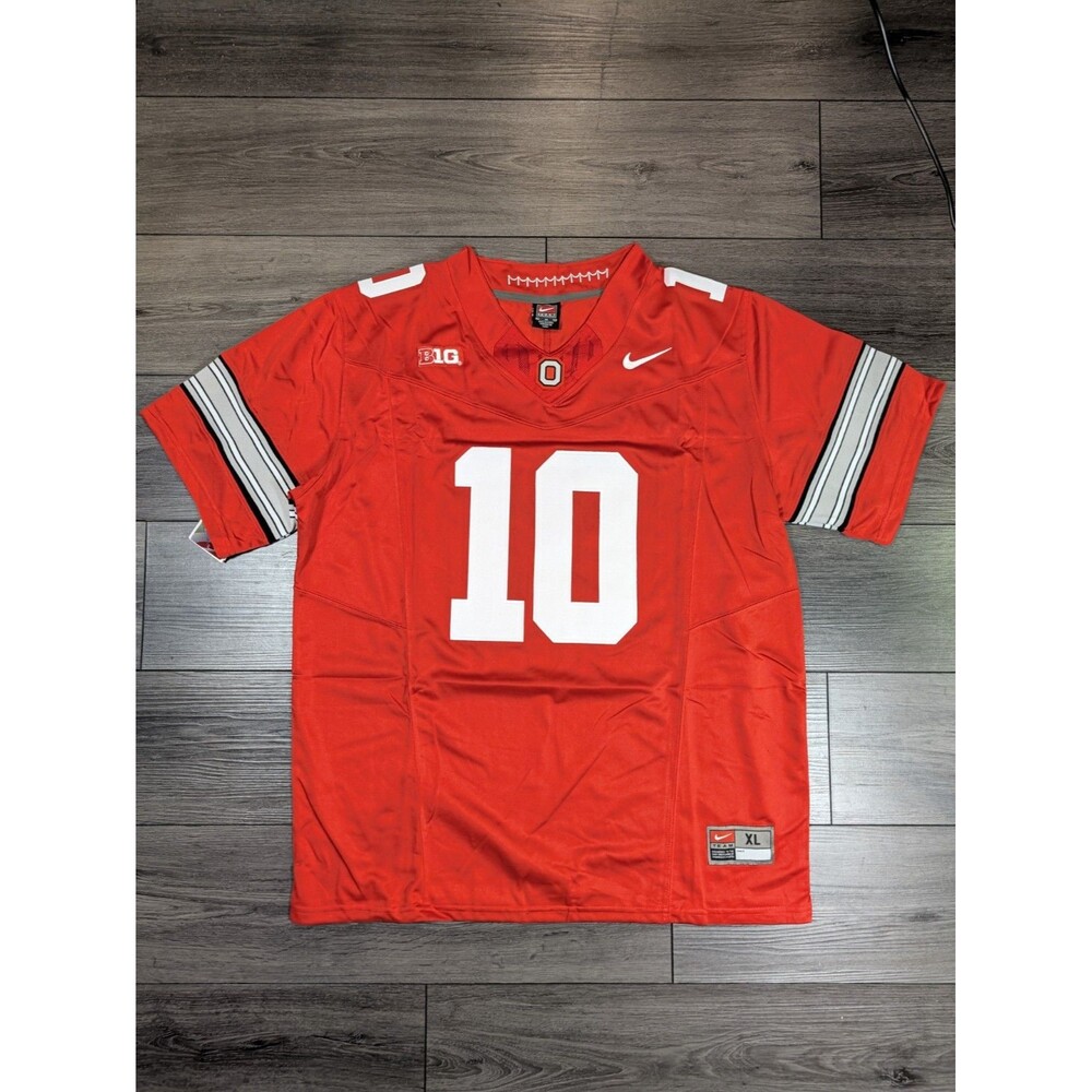 Julian Sayin #10 Red Buckeye Stripe 2026 OSU Ohio State Football Jersey Men's